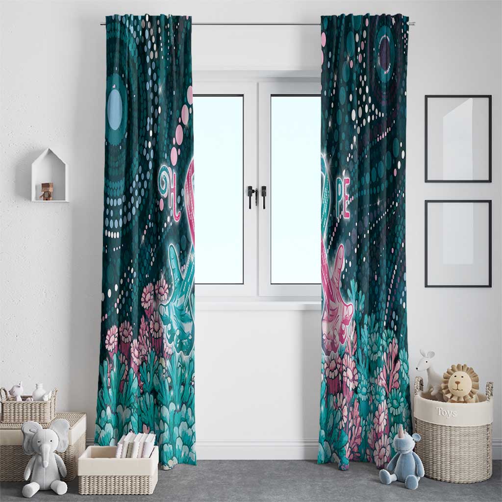 Hereditary Cancer Awareness Window Curtain Hope Ribbon With Aussie Teal Duncan Coral
