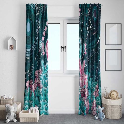 Hereditary Cancer Awareness Window Curtain Hope Ribbon With Aussie Teal Duncan Coral