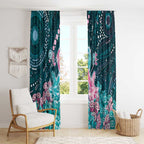 Hereditary Cancer Awareness Window Curtain Hope Ribbon With Aussie Teal Duncan Coral