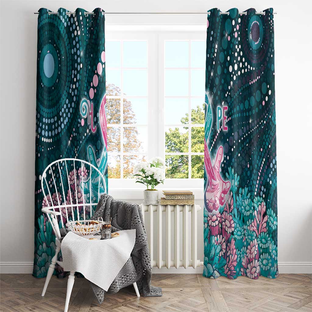 Hereditary Cancer Awareness Window Curtain Hope Ribbon With Aussie Teal Duncan Coral