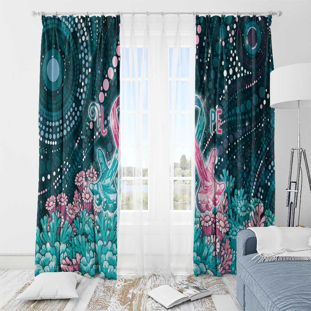 Hereditary Cancer Awareness Window Curtain Hope Ribbon With Aussie Teal Duncan Coral