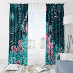 Hereditary Cancer Awareness Window Curtain Hope Ribbon With Aussie Teal Duncan Coral