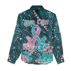 Personalised Hereditary Cancer Awareness Women Casual Shirt Hope Ribbon With Aussie Teal Duncan Coral