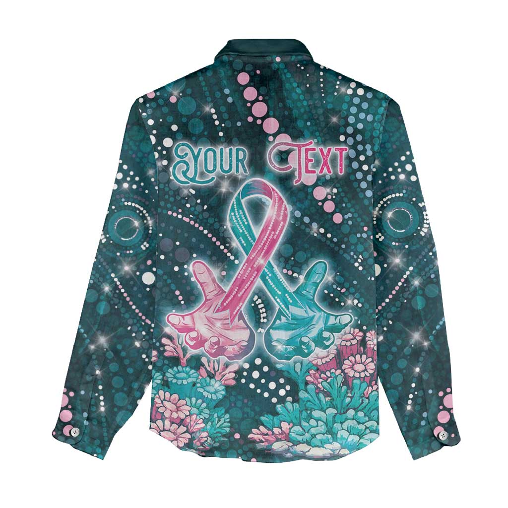 Personalised Hereditary Cancer Awareness Women Casual Shirt Hope Ribbon With Aussie Teal Duncan Coral