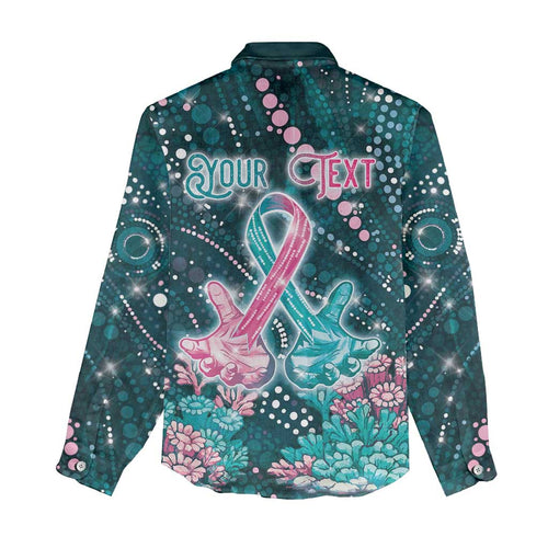 Personalised Hereditary Cancer Awareness Women Casual Shirt Hope Ribbon With Aussie Teal Duncan Coral