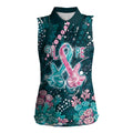 Personalised Hereditary Cancer Awareness Women Sleeveless Polo Shirt Hope Ribbon With Aussie Teal Duncan Coral