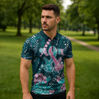 Personalised Hereditary Cancer Awareness Zipper Polo Shirt Hope Ribbon With Aussie Teal Duncan Coral