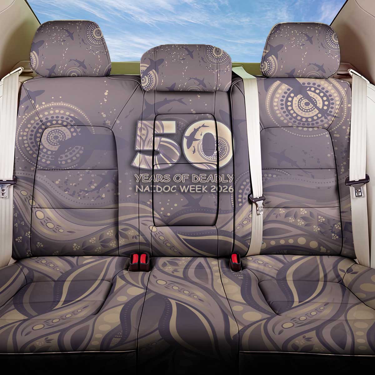 NAIDOC Week 2026 Back Car Seat Cover Shark Pattern Coastal Style