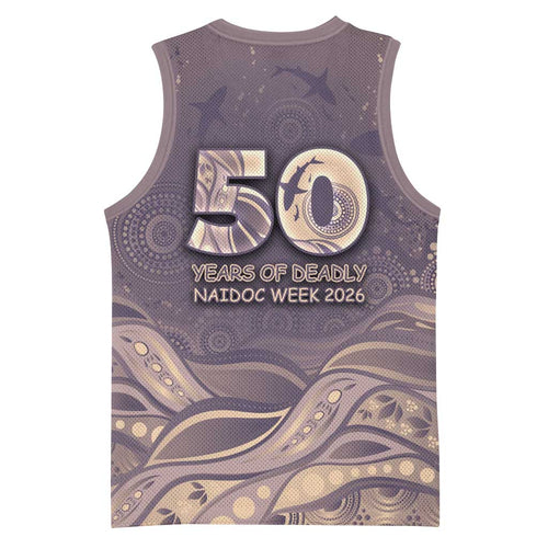 Personalised NAIDOC Week 2026 Basketball Jersey Shark Pattern Coastal Style