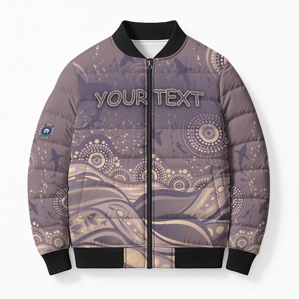 Personalised NAIDOC Week 2026 Bomber Puffer Jacket Shark Pattern Coastal Style