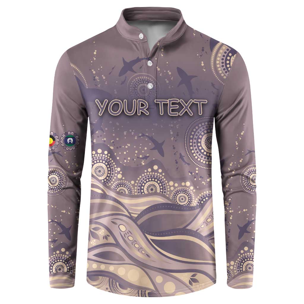 Personalised NAIDOC Week 2026 Button Sweatshirt Shark Pattern Coastal Style