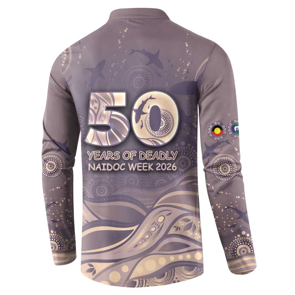 Personalised NAIDOC Week 2026 Button Sweatshirt Shark Pattern Coastal Style