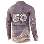 Personalised NAIDOC Week 2026 Button Sweatshirt Shark Pattern Coastal Style