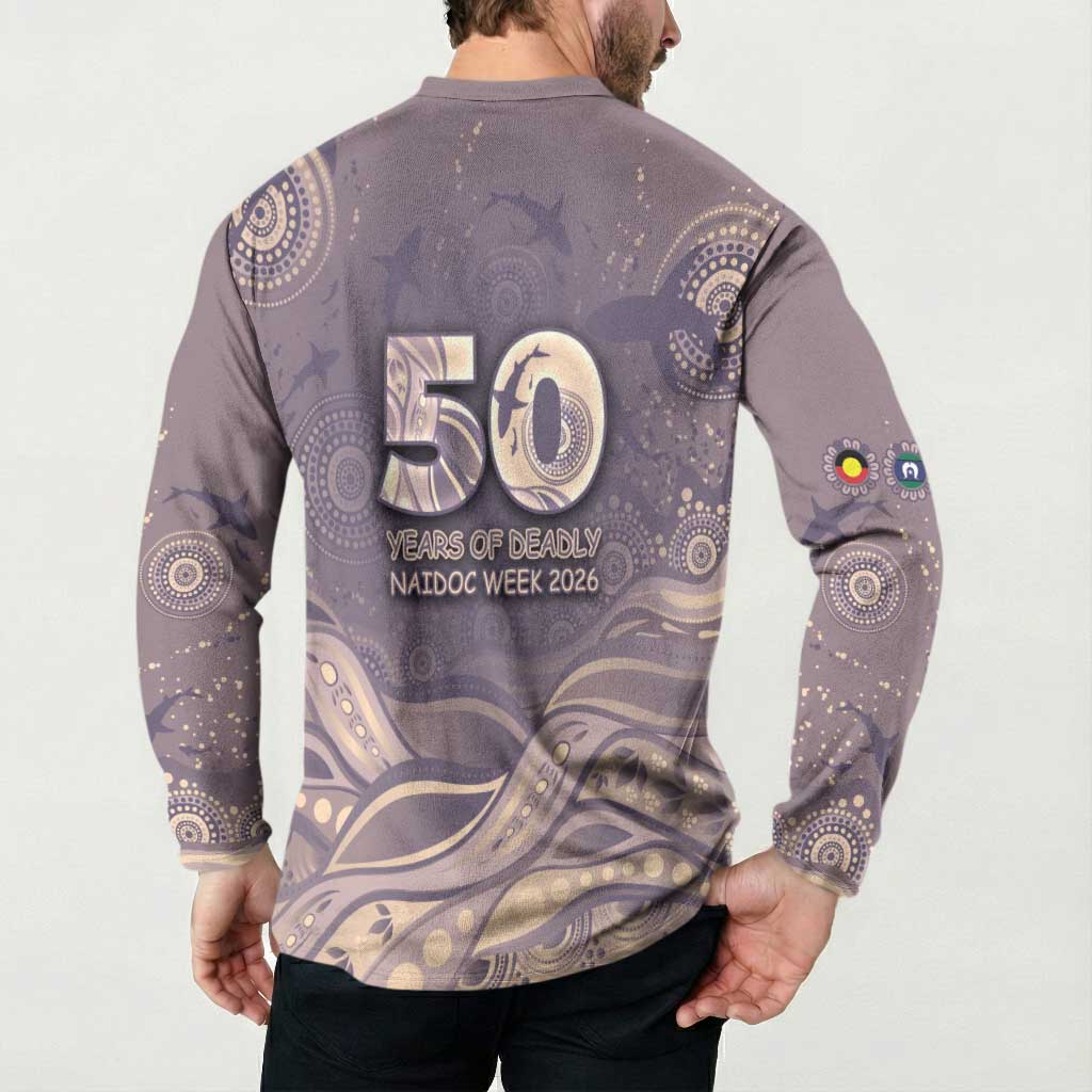 Personalised NAIDOC Week 2026 Button Sweatshirt Shark Pattern Coastal Style