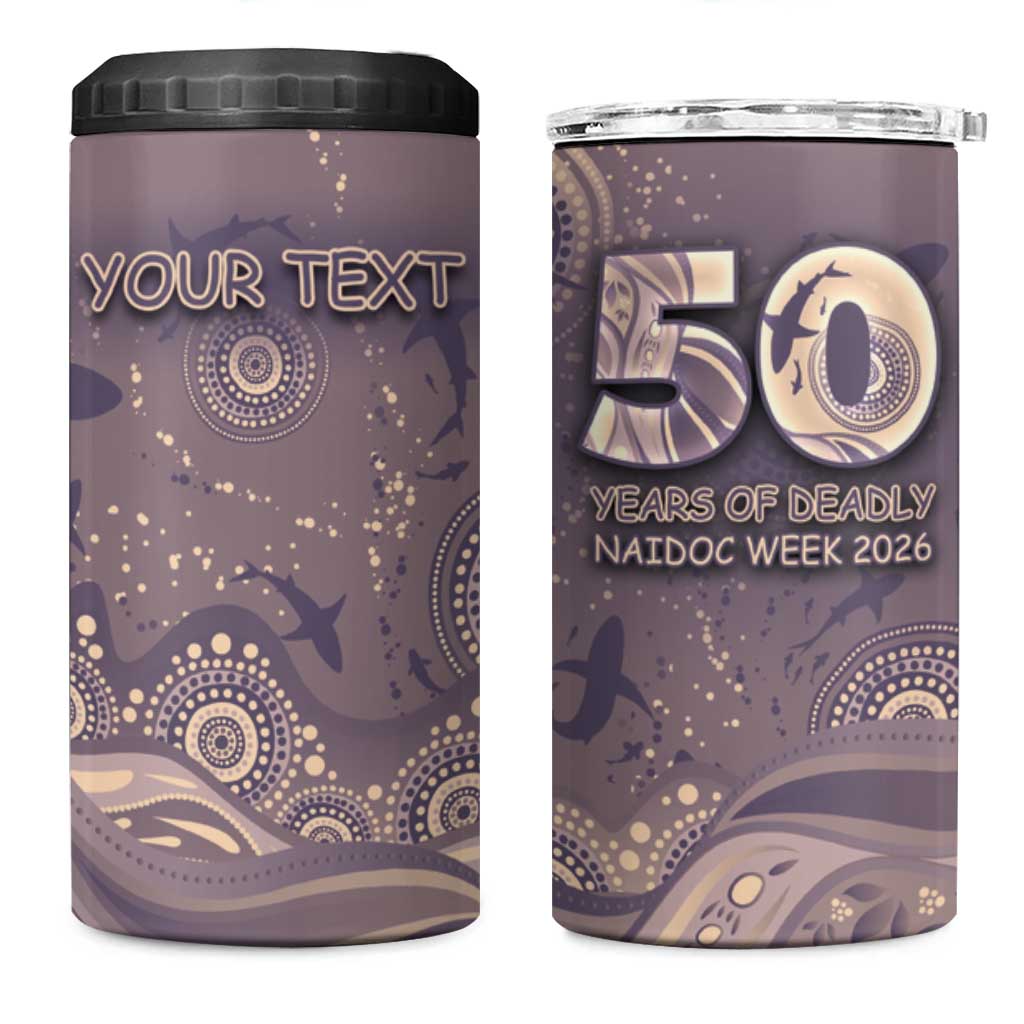 Personalised NAIDOC Week 2026 4 in 1 Can Cooler Tumbler Shark Pattern Coastal Style
