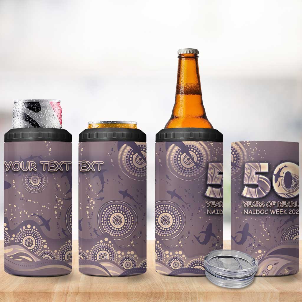 Personalised NAIDOC Week 2026 4 in 1 Can Cooler Tumbler Shark Pattern Coastal Style