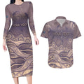 Personalised NAIDOC Week 2026 Couples Matching Long Sleeve Bodycon Dress and Hawaiian Shirt Shark Pattern Coastal Style