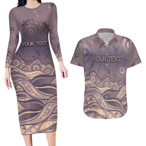 Personalised NAIDOC Week 2026 Couples Matching Long Sleeve Bodycon Dress and Hawaiian Shirt Shark Pattern Coastal Style