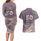 Personalised NAIDOC Week 2026 Couples Matching Long Sleeve Bodycon Dress and Hawaiian Shirt Shark Pattern Coastal Style
