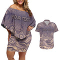 Personalised NAIDOC Week 2026 Couples Matching Off Shoulder Short Dress and Hawaiian Shirt Shark Pattern Coastal Style