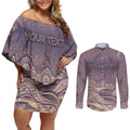 Personalised NAIDOC Week 2026 Couples Matching Off Shoulder Short Dress and Long Sleeve Button Shirt Shark Pattern Coastal Style