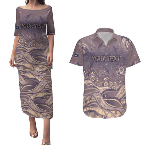 Personalised NAIDOC Week 2026 Couples Matching Puletasi and Hawaiian Shirt Shark Pattern Coastal Style