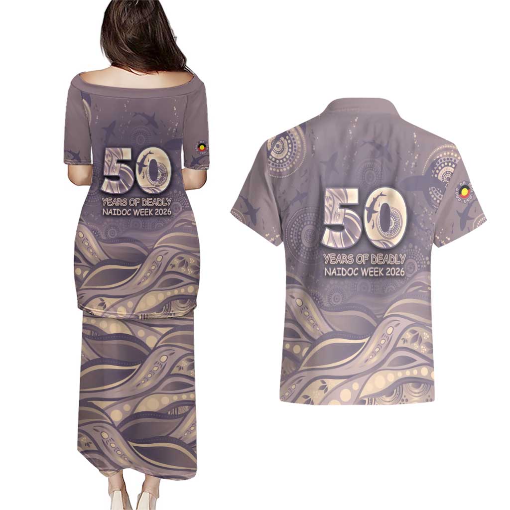 Personalised NAIDOC Week 2026 Couples Matching Puletasi and Hawaiian Shirt Shark Pattern Coastal Style