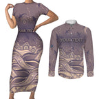 Personalised NAIDOC Week 2026 Couples Matching Short Sleeve Bodycon Dress and Long Sleeve Button Shirt Shark Pattern Coastal Style