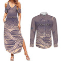 Personalised NAIDOC Week 2026 Couples Matching Summer Maxi Dress and Long Sleeve Button Shirt Shark Pattern Coastal Style