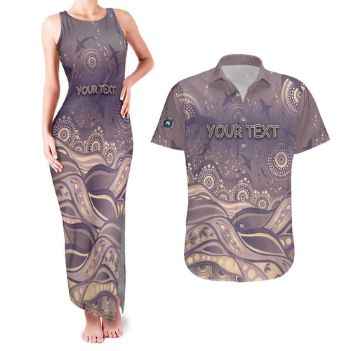 Personalised NAIDOC Week 2026 Couples Matching Tank Maxi Dress and Hawaiian Shirt Shark Pattern Coastal Style