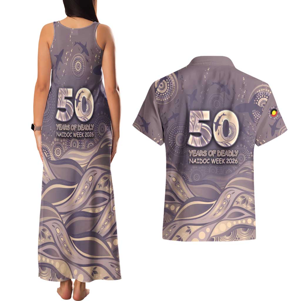 Personalised NAIDOC Week 2026 Couples Matching Tank Maxi Dress and Hawaiian Shirt Shark Pattern Coastal Style