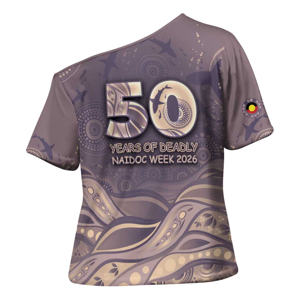 Personalised NAIDOC Week 2026 Cross Shoulder Shirt Shark Pattern Coastal Style