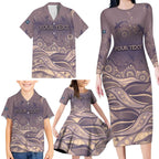 Personalised NAIDOC Week 2026 Family Matching Long Sleeve Bodycon Dress and Hawaiian Shirt Shark Pattern Coastal Style