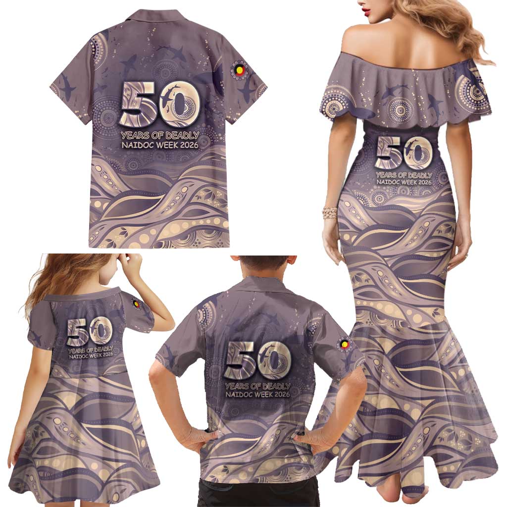 Personalised NAIDOC Week 2026 Family Matching Mermaid Dress and Hawaiian Shirt Shark Pattern Coastal Style