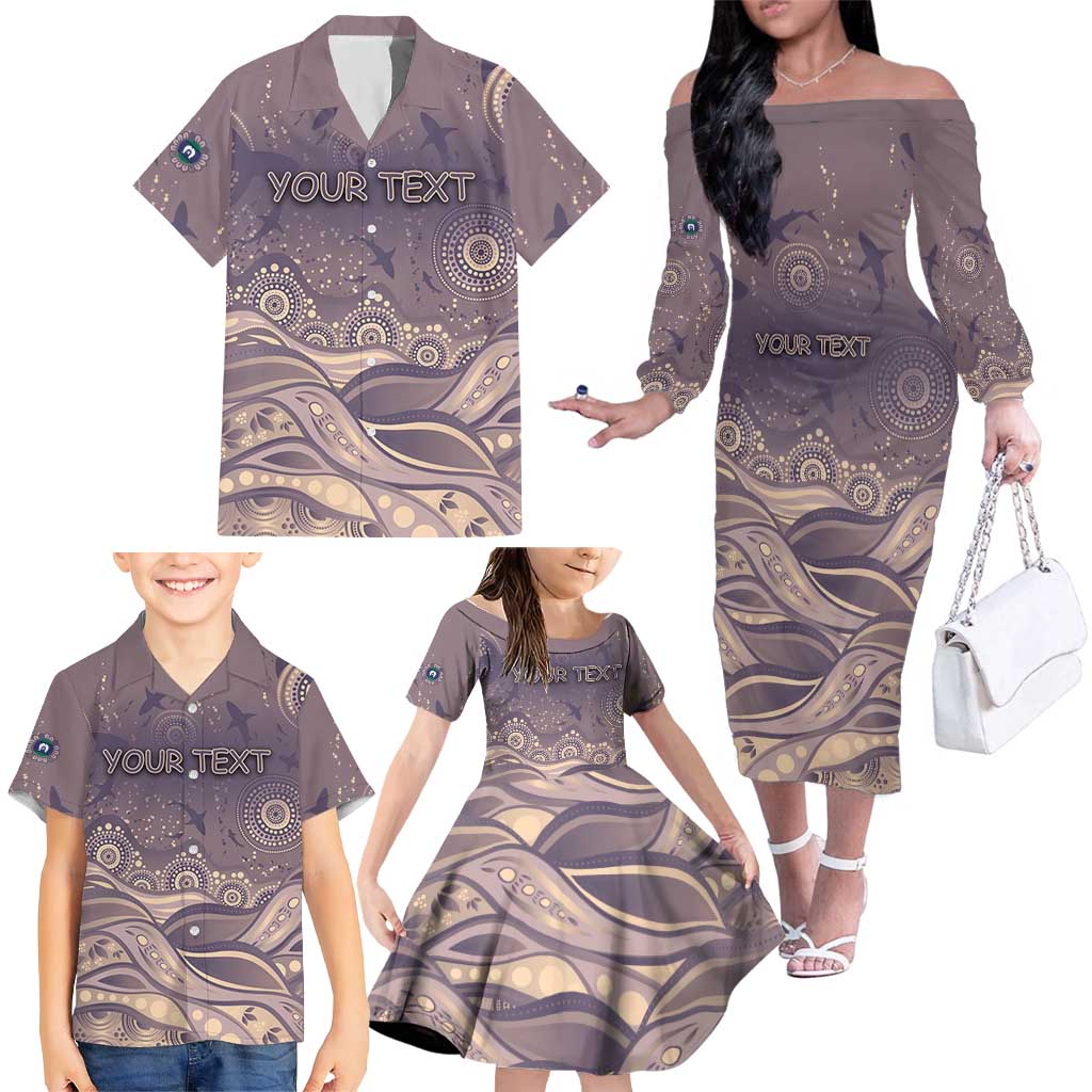 Personalised NAIDOC Week 2026 Family Matching Off The Shoulder Long Sleeve Dress and Hawaiian Shirt Shark Pattern Coastal Style