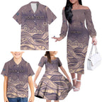 Personalised NAIDOC Week 2026 Family Matching Off The Shoulder Long Sleeve Dress and Hawaiian Shirt Shark Pattern Coastal Style