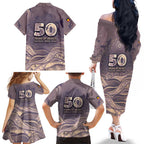 Personalised NAIDOC Week 2026 Family Matching Off The Shoulder Long Sleeve Dress and Hawaiian Shirt Shark Pattern Coastal Style