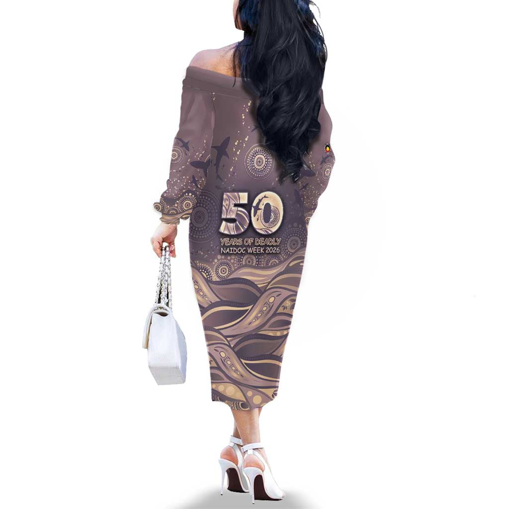 Personalised NAIDOC Week 2026 Family Matching Off The Shoulder Long Sleeve Dress and Hawaiian Shirt Shark Pattern Coastal Style