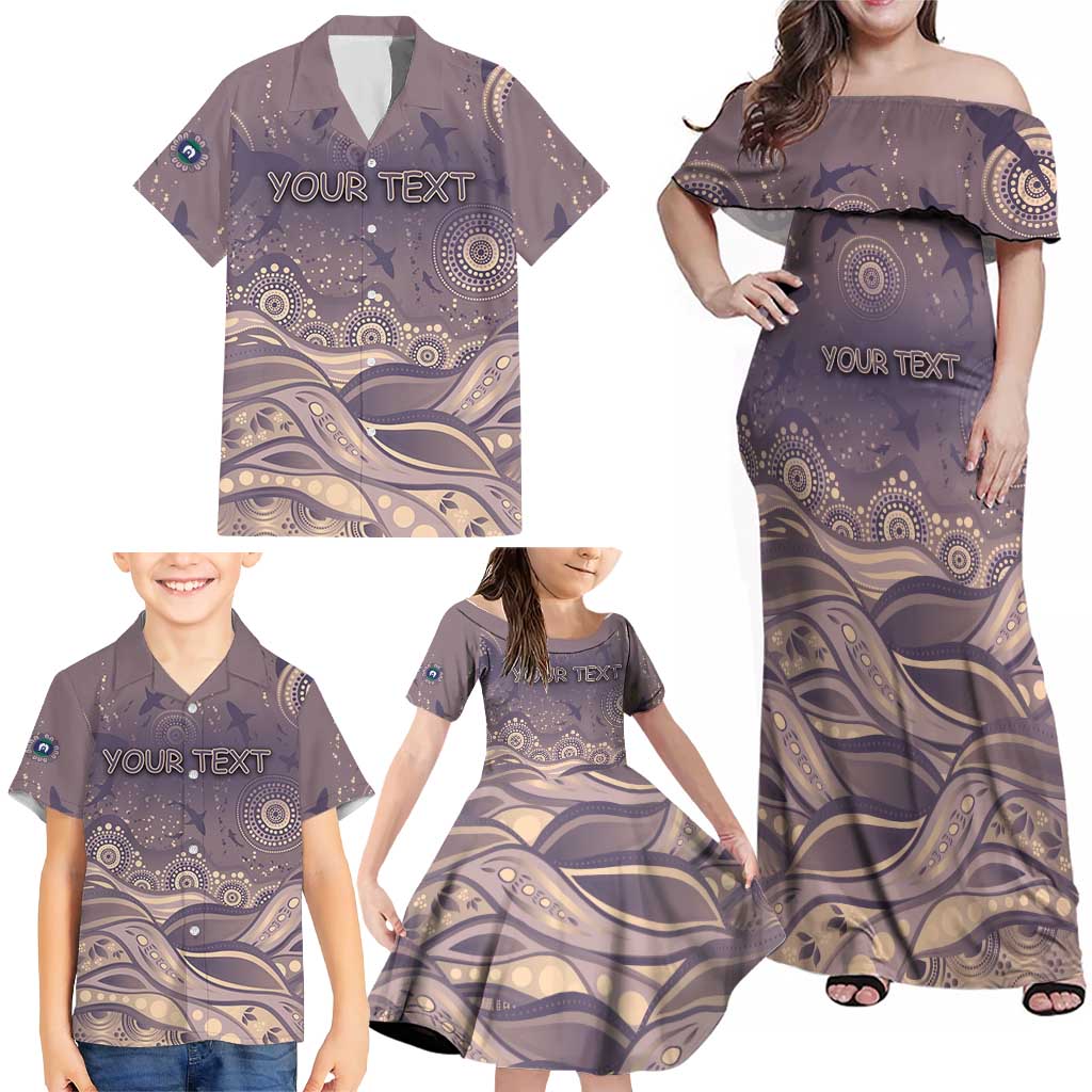 Personalised NAIDOC Week 2026 Family Matching Off Shoulder Maxi Dress and Hawaiian Shirt Shark Pattern Coastal Style