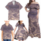Personalised NAIDOC Week 2026 Family Matching Off Shoulder Maxi Dress and Hawaiian Shirt Shark Pattern Coastal Style