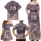 Personalised NAIDOC Week 2026 Family Matching Off Shoulder Maxi Dress and Hawaiian Shirt Shark Pattern Coastal Style