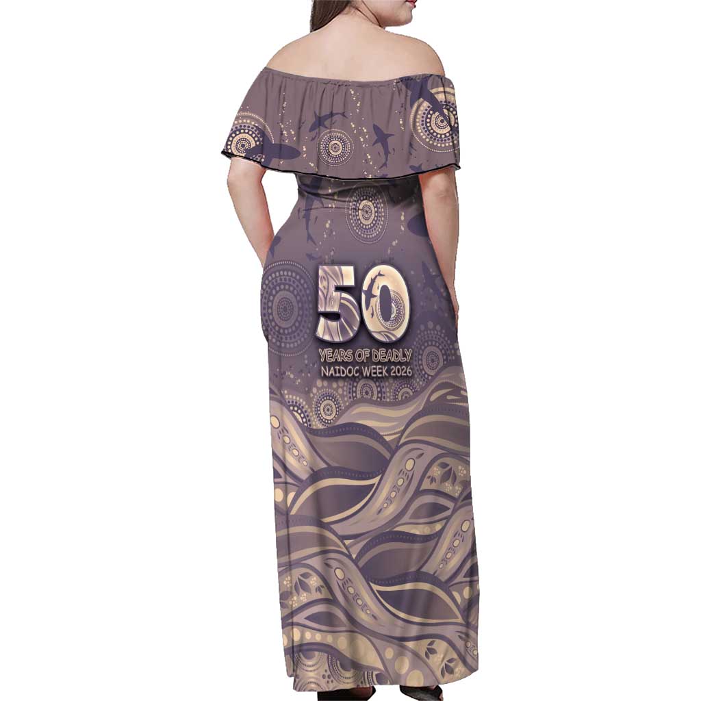 Personalised NAIDOC Week 2026 Family Matching Off Shoulder Maxi Dress and Hawaiian Shirt Shark Pattern Coastal Style