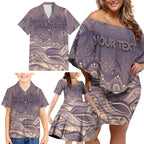 Personalised NAIDOC Week 2026 Family Matching Off Shoulder Short Dress and Hawaiian Shirt Shark Pattern Coastal Style