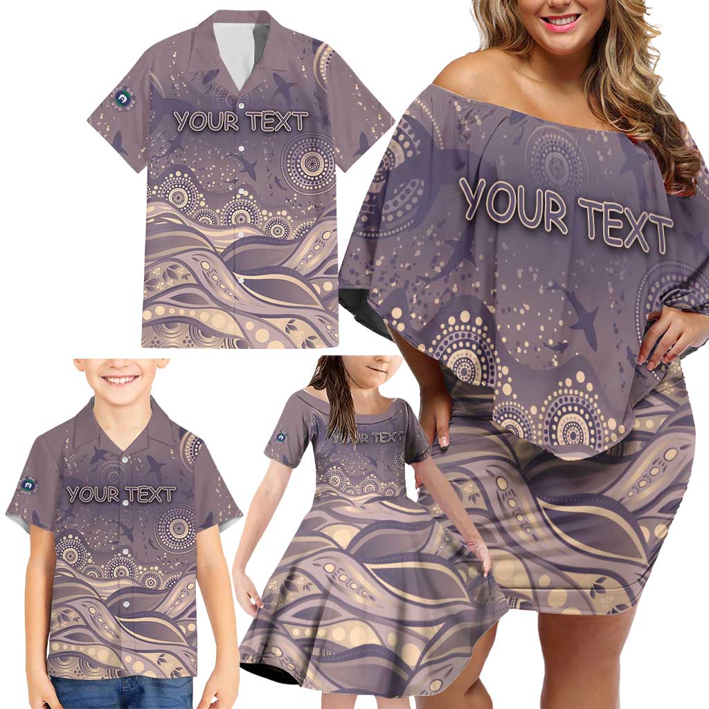 Personalised NAIDOC Week 2026 Family Matching Off Shoulder Short Dress and Hawaiian Shirt Shark Pattern Coastal Style