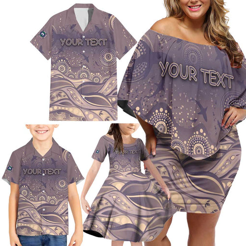 Personalised NAIDOC Week 2026 Family Matching Off Shoulder Short Dress and Hawaiian Shirt Shark Pattern Coastal Style