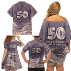 Personalised NAIDOC Week 2026 Family Matching Off Shoulder Short Dress and Hawaiian Shirt Shark Pattern Coastal Style