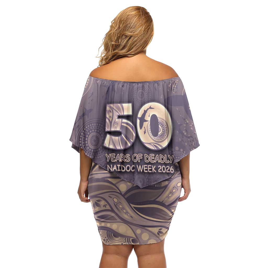 Personalised NAIDOC Week 2026 Family Matching Off Shoulder Short Dress and Hawaiian Shirt Shark Pattern Coastal Style