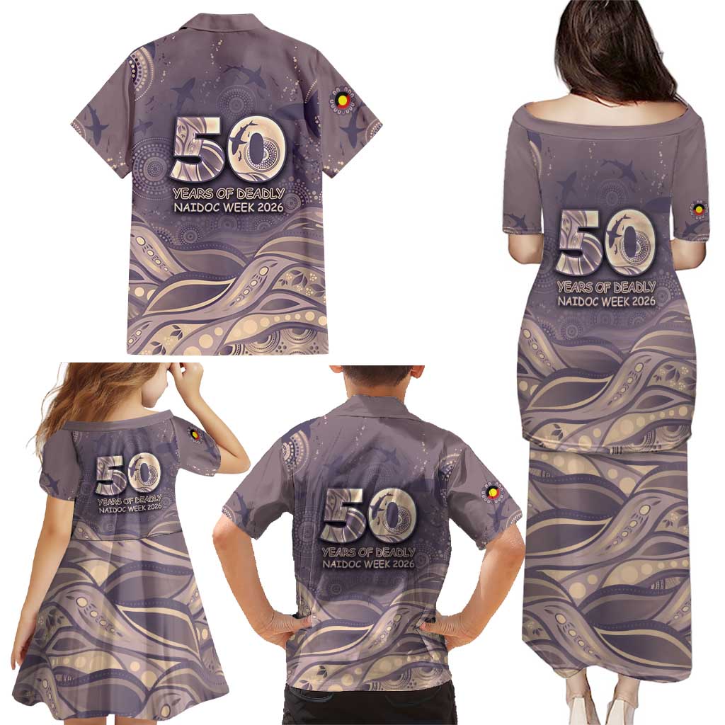 Personalised NAIDOC Week 2026 Family Matching Puletasi and Hawaiian Shirt Shark Pattern Coastal Style