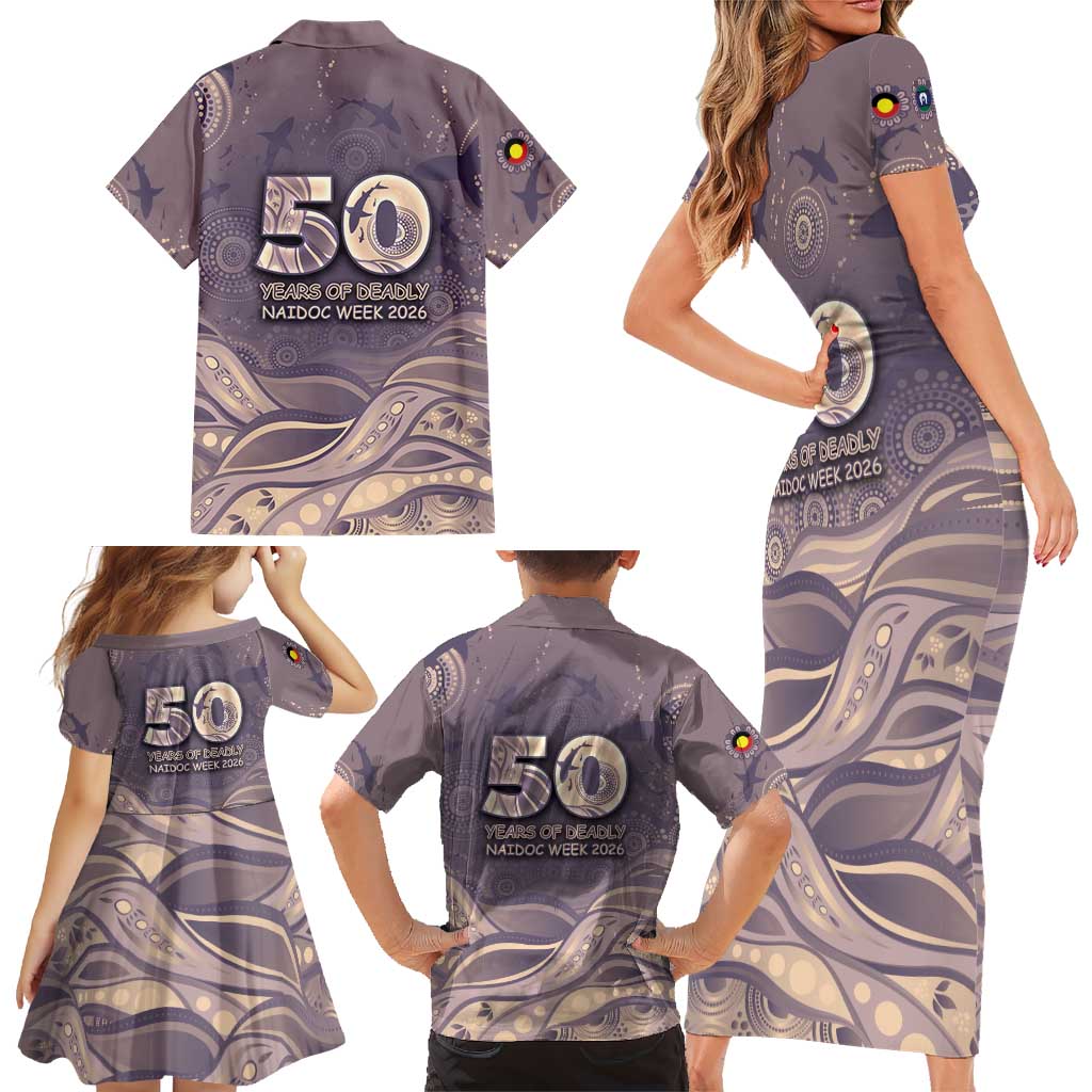 Personalised NAIDOC Week 2026 Family Matching Short Sleeve Bodycon Dress and Hawaiian Shirt Shark Pattern Coastal Style