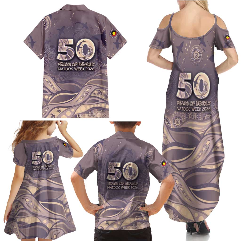 Personalised NAIDOC Week 2026 Family Matching Summer Maxi Dress and Hawaiian Shirt Shark Pattern Coastal Style